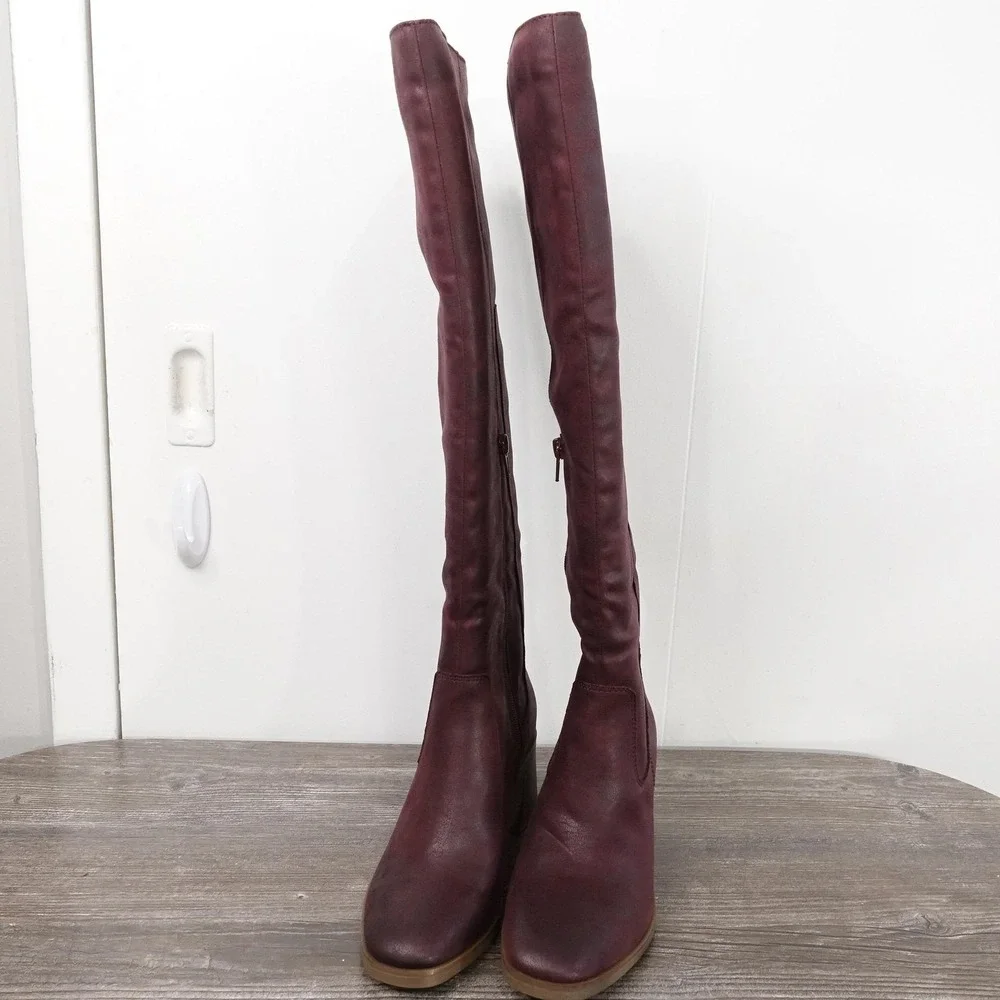 New! Frye & Co Lyanna Boots Womens Size 6 Red Over The Knee Riding Boot‎